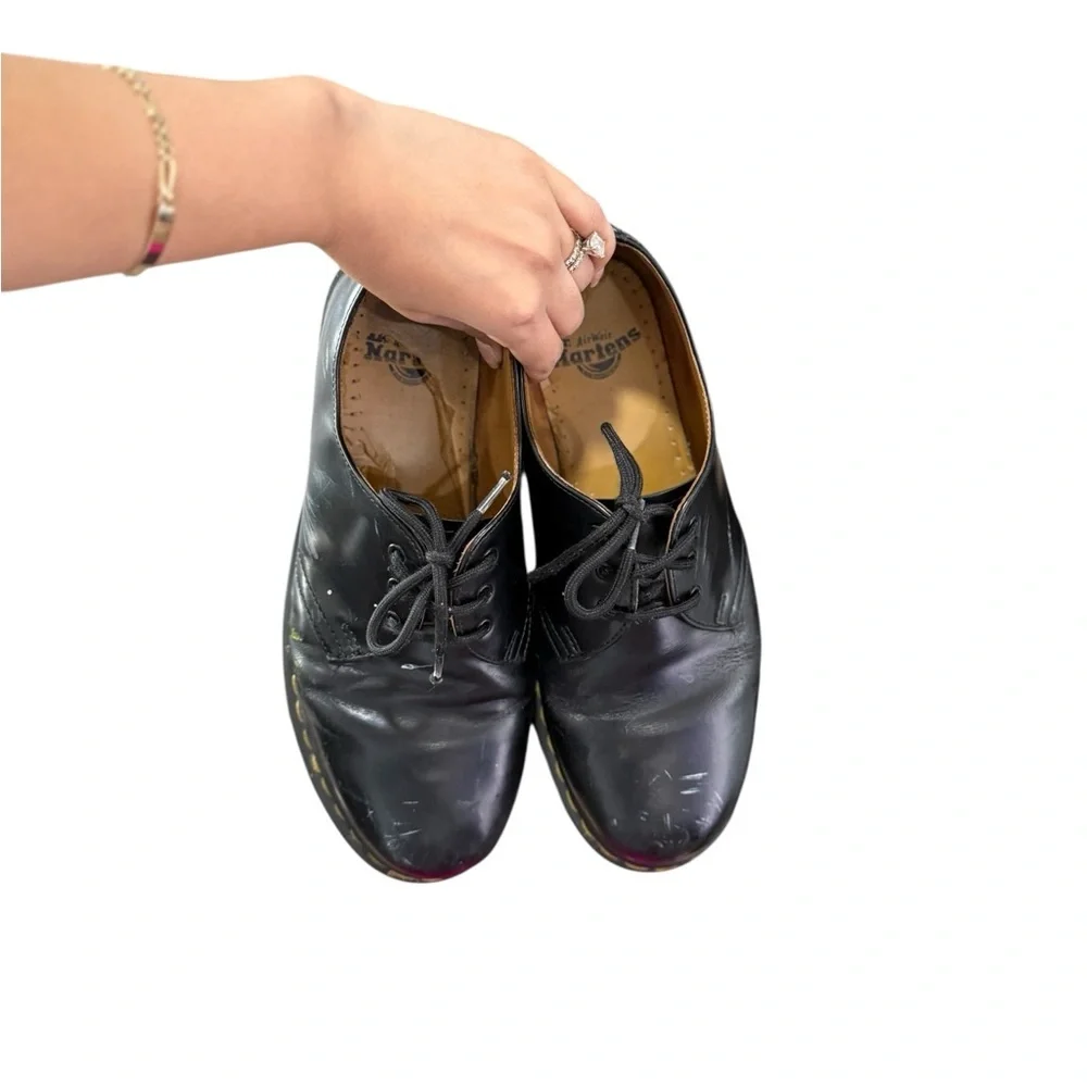 DR. MARTEN 1461 Black Leather Lace Up Derby Oxford Shoes